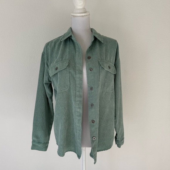 Teal corduroy button up. - Picture 1 of 4